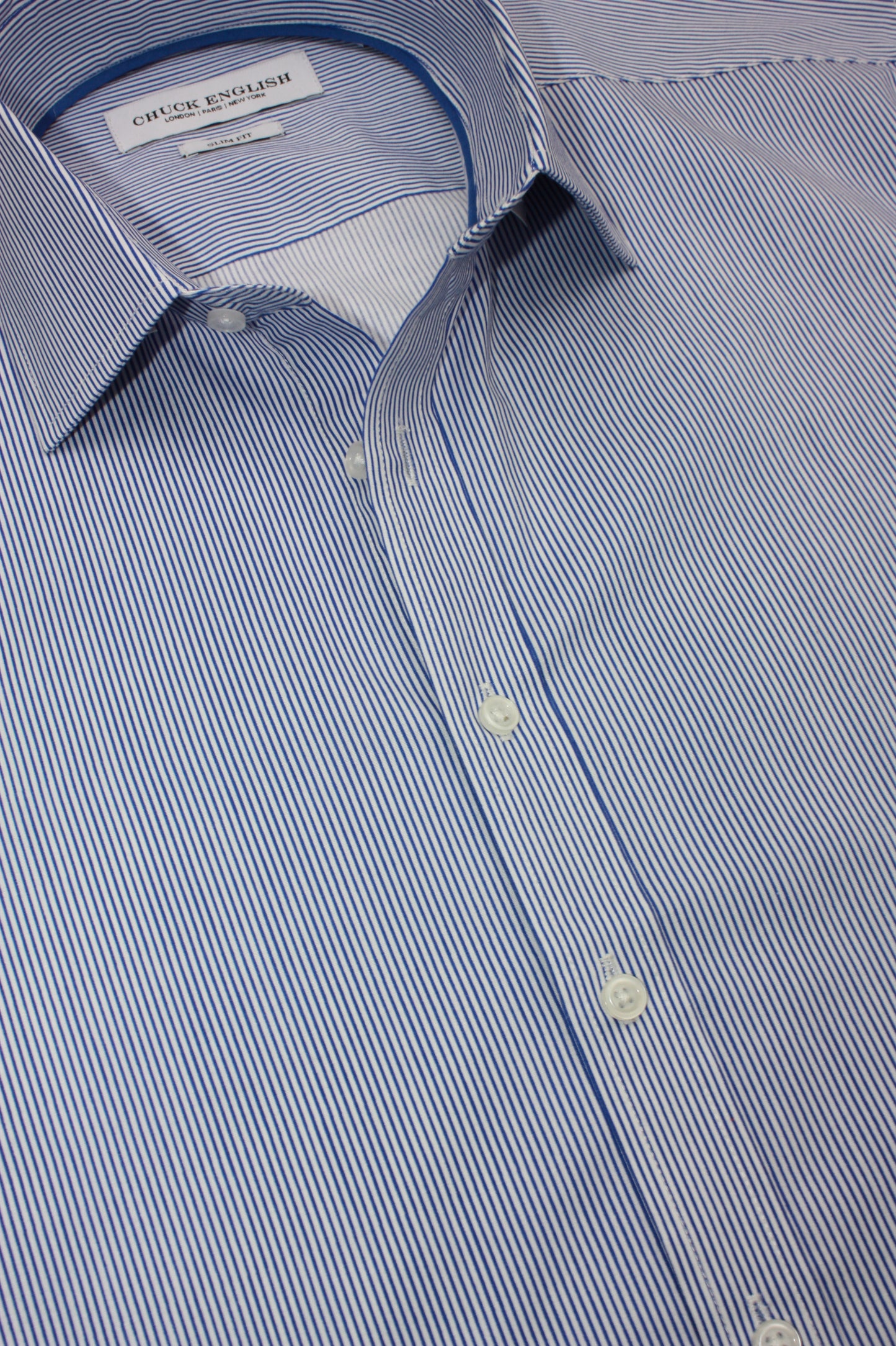 Mens Long-Sleeve Button-Down Blue Bengal Stripe Shirt