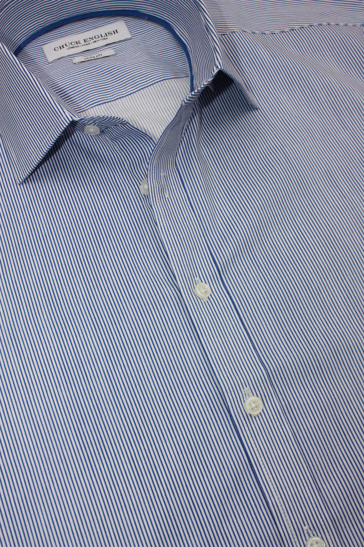 Mens Long-Sleeve Button-Down Blue Bengal Stripe Shirt