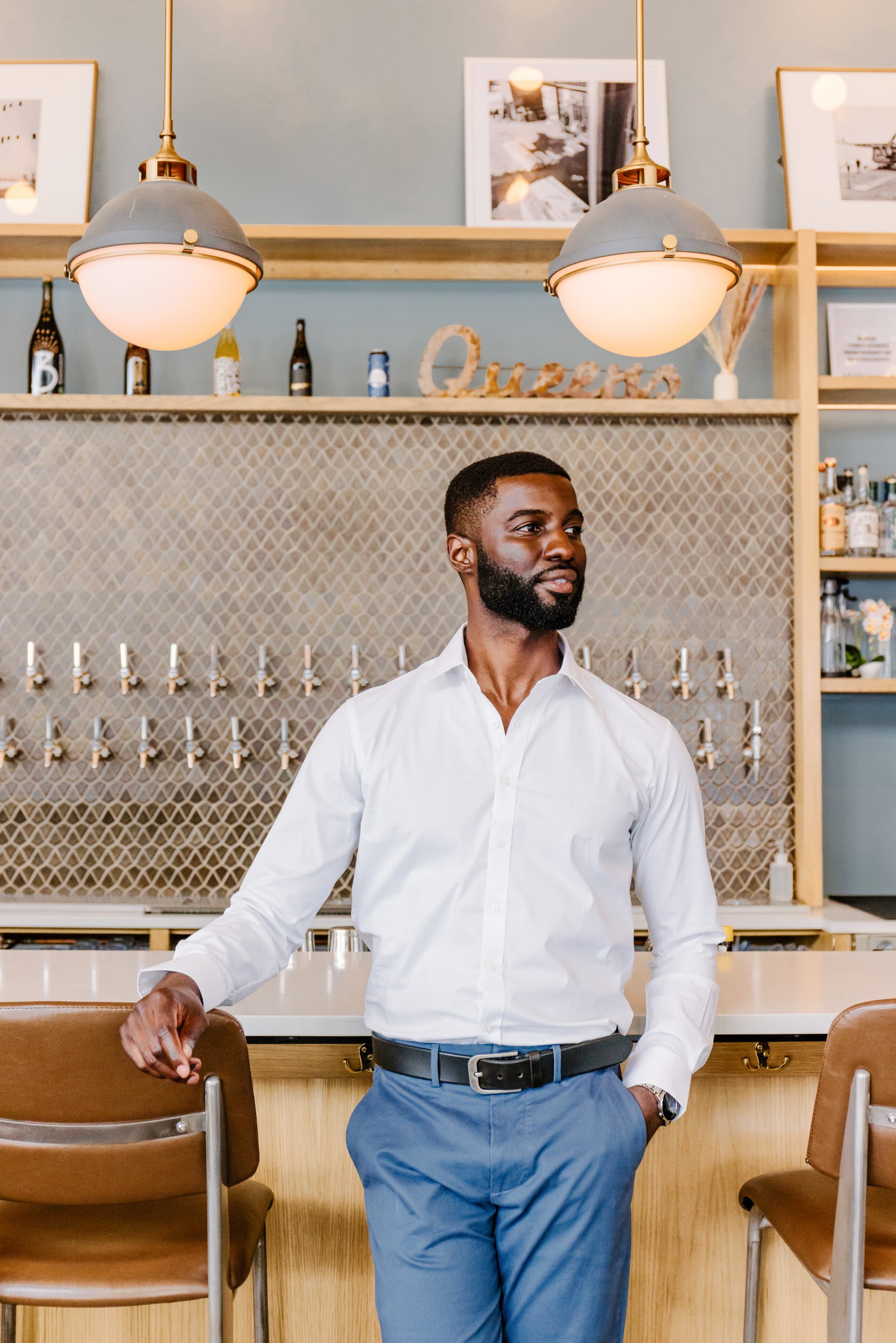 Mens Long-Sleeve Button-Down Solid White Shirt